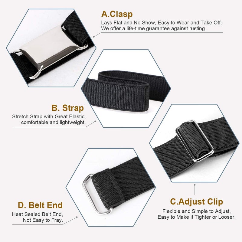 Jas. Good Kids Toddler Belt Elastic Stretch Adjustable Belt for Boys and Girls with Silver Square Buckle 2 Pack - Image 4